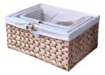 Canasto Organizador De Yute Con Tela Rattan Set X 3 Unidades - Imagen 2