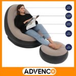 Sofa Sillon Inflable Ultra Cómodo Tipo Puff Con Reposapiés Con Inflador Advenco - Imagen 5