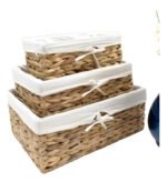 Canasto Organizador De Yute Con Tela Rattan Set X 3 Unidades - Imagen 3