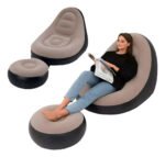 Sofa Sillon Inflable Ultra Cómodo Tipo Puff Con Reposapiés Con Inflador Advenco