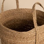 Canasto Cesto Yute Natural Almacenamiento Leña Piñas Mediano - Imagen 3