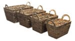 Canasto Organizador Yute 4 Unidades Set Con Manija Reforzado