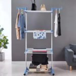 Tendedero Ropa Perchero Plegable Colgador De 3 Niveles Blanco - Imagen 9