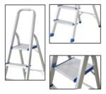 Escalera Doméstica Aluminio 3 Escalones Plegable The Kitchen 1.17m Plateado - Imagen 6