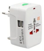 Adaptador De Viaje Universal Usbo 2 Puertos Usb Multi Enchufes 110-250v Blanco