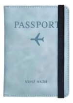 Funda Porta Pasaporte Documentos Funda Protectora Viaje Color Azul Claro Diseño De La Tela Cuero