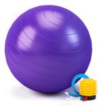 Pelota De Pilates Yoga 65 Cm Funciona Gym + Inflador Tecno Violeta