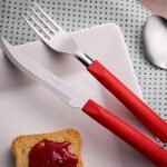 Juego De Cubiertos Taumer Acero Inox 20 Piezas Mango Rojo - Imagen 5