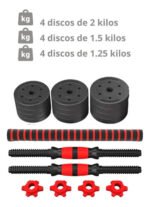 Set Mancuernas Ajustable Regulables 20kg Juego Kit 3 En 1 Negro - Imagen 5