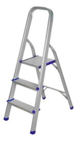 Escalera Doméstica Aluminio 3 Escalones Plegable The Kitchen 1.17m Plateado