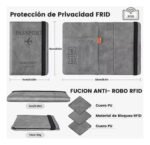 Funda Porta Pasaporte Documentos Funda Protectora Viaje Color Azul Claro Diseño De La Tela Cuero - Imagen 5