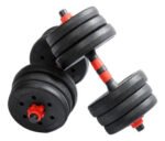 Kit Mancuernas Y Barra 30 Kg Discos Pvc Con Tope A Rosca Color Conversor - Negro/rojo - Imagen 3