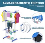 Tendedero Ropa Perchero Plegable Colgador De 3 Niveles Blanco - Imagen 10