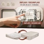 Colchón Somier Inflable Sin Corriente Plaza Bomba Eléctrica Beige - Imagen 6