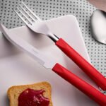 Juego De Cubiertos 20 Piezas Acero Inox Mango Rojo Maldivas - Imagen 6