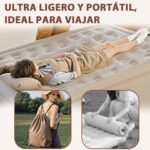 Colchón Somier Inflable Sin Corriente Plaza Bomba Eléctrica Beige - Imagen 9