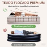 Colchón Somier Inflable Sin Corriente Plaza Bomba Eléctrica Beige - Imagen 8