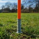 Estaca Deportiva 150 Cm Con Base De Metal Y Resorte Varilla Naranja - Imagen 9