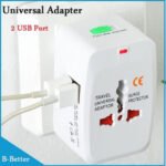 Adaptador De Viaje Universal Usbo 2 Puertos Usb Multi Enchufes 110-250v Blanco - Imagen 6