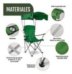 Silla Plegable Camping Playa Portavasos Portátil Exteriores® Color Verde - Imagen 3