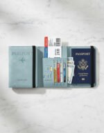 Funda Porta Pasaporte Organizador De Viaje Unisex Atoz Azul Acero Liso