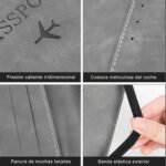 Funda Porta Pasaporte Documentos Funda Protectora Viaje Color Azul Claro Diseño De La Tela Cuero - Imagen 4