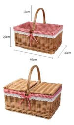 Canasta De Mimbre Para Picnic Con Tapa Artesanal Compras - Imagen 2