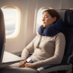 Almohada Viaje Viscoelastica Cervical Cuello Avion Descanso Color Azul Diseño De La Tela Poliester Afelpado - Imagen 4