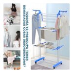 Tendedero Ropa Perchero Plegable Colgador De 3 Niveles Blanco - Imagen 7